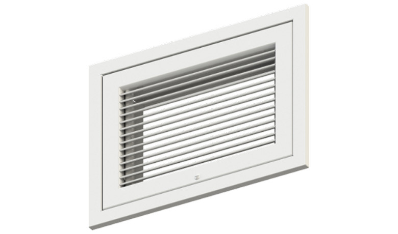 T75DFB Grille, Return, Filter back, 35° Deflection, Horizonal blades, 0.5 Blade spacing, Steel