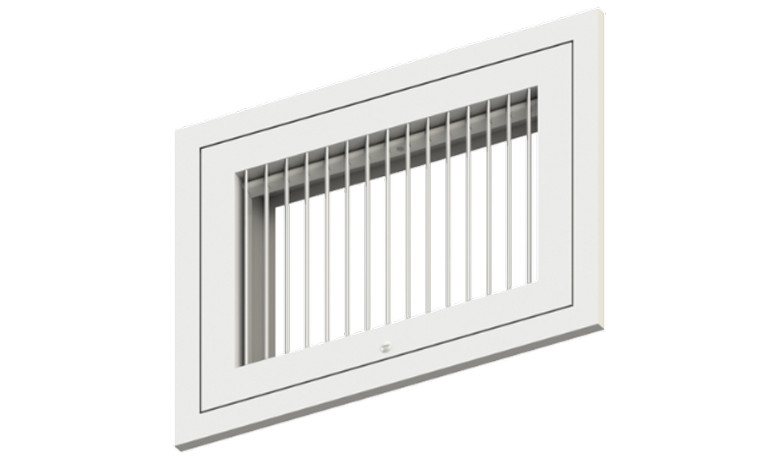 A80DFB Grille, Return, Filter back, 35° Deflection, Vertical blades, 0.75 Blade spacing, Aluminum