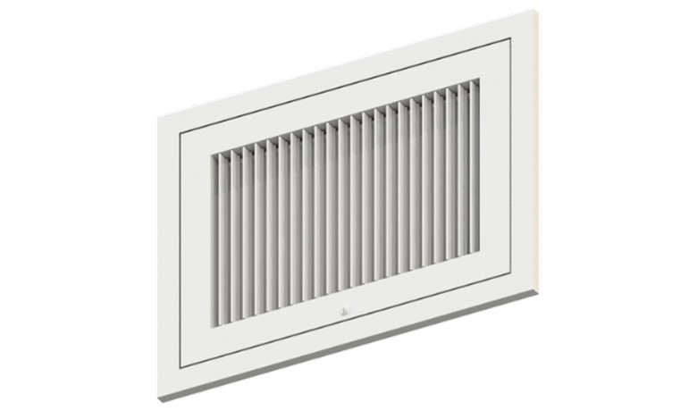 T85FB Grille, Return, Filter back, 0° Deflection, Vertical blades, 0.5 Blade spacing, Steel