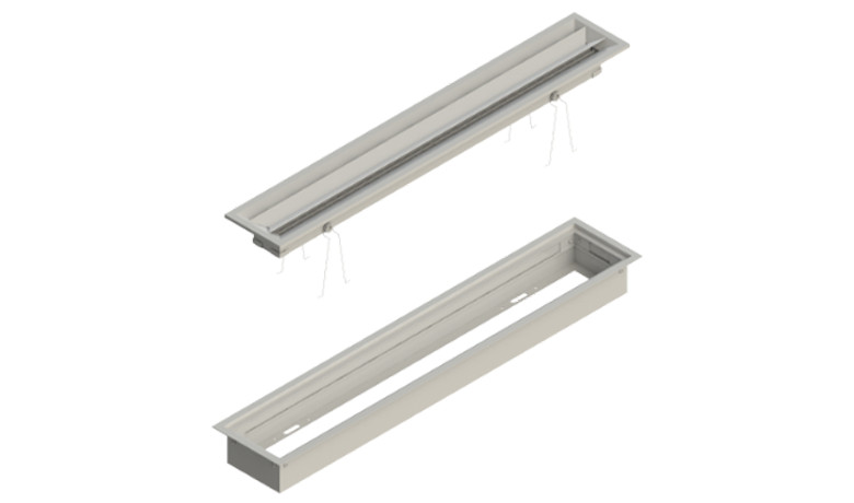 EHLT Louvered Linear Diffuser, Mixing Vanes, 1 or 2-Way Deflection, Aluminum, with Lay-in T-Bar Mounting Frame