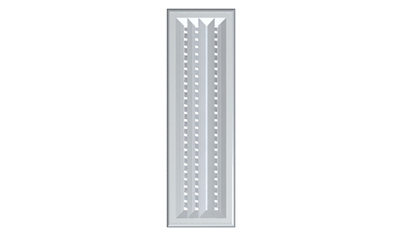 EHPFS Louvered Linear Diffuser, Mixing Vanes, 1 or 2-Way Deflection, Aluminum, with Surface Plaster Frame